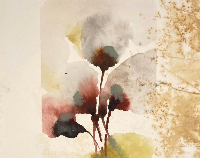 Watercolor flowers, elegant floral abstract on Arches paper, fine grain 300gr