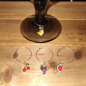 4 Piece Fruit Themed Wine Glass Charm Set