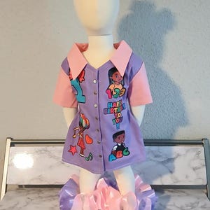 Kids Character 3 Piece Outfit Any Theme or Color Denim Birthday Outfit Read Full Description