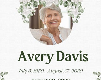 Editable Funeral Memorial Sign – Minimalist Celebration of Life Welcome Poster, In Loving Memory Template