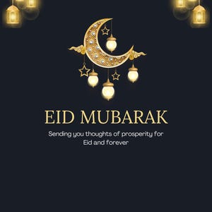 Cartão minimalista de Eid Mubarak – Cartão islâmico simples – Cartão de Eid moderno para amigos e familiares muçulmanos – Imprimível ou físico