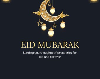 Minimalist Eid Mubarak Card: Modern Islamic Greeting (Printable or Physical Cardstock Option Available)