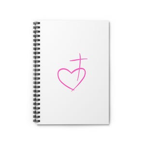 Heart & Cross Spiral Notebook, Inspirational Journal, Gift for Students, Cute Stationery, School Supplies, Pink Design