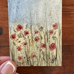 Pintura em aquarela original ACEO Flores silvestres ACEO Cartão colecionável ACEO Pintura da natureza