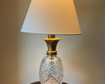 Vintage Waterford Crystal Pineapple Lamp – Hollywood Regency Brass Base