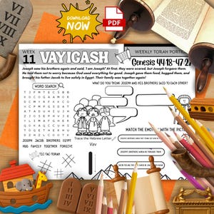 Torah Portion Week 11 Activity Mat Parashat Vayigash Printable for Kids Joseph Brothers Bible Story Shabbat Worksheet Homeschool
