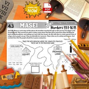 Woche 43 Masei Tora Aktivitätsmatte | Kartenpfad + Wortsuchlauf | Städte der Zuflucht | Druckbares Parsha Arbeitsblatt | Jüdische Heimschule