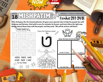 Week 18 Torah Portion Activity Mat: Parashat Mishpatim, Jewish Homeschool (Printable)
