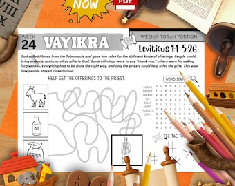 Week 24 Torah Portion Vayikra Activity Mat: Jewish Homeschool Printable