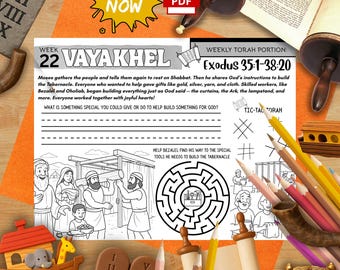Week 22 Torah Portion Vayakhel Activity Mat: Tabernacle Crafts (Printable)