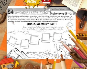 Week 54 V'Zot HaBerachah Torah Activity Mat: Moses' Journey Reflection (PDF Printable