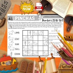 Week 41 Pinchas Torah Activity Mat | Torah Sudoku Game | Moses to Joshua | Printable Parsha Worksheet | Shabbat for Kids l Jewish Homeschool
