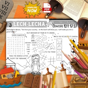 Torah Portion Week 3 Activity Mat Parashat Lech Lecha Printable for Kids Abraham Bible Story Shabbat Lesson Jewish Homeschool Worksheet
