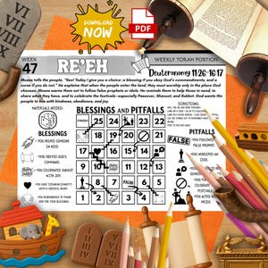 Week 47 Re’eh Torah Game | Blessings and Pitfalls Printable Board | Obey vs. Disobey board Game | Jewish Homeschool Parsha Activity
