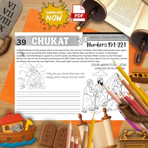Week 39 Chukat Torah Activity Mat | Moses Strikes the Rock | Aaron’s Final Scene | Printable Parsha Worksheet for Kids | Jewish Homeschool