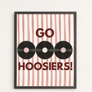Go Hoosiers Retro Vinyl Poster: Indiana University Crimson Wall Art (Digital Download)