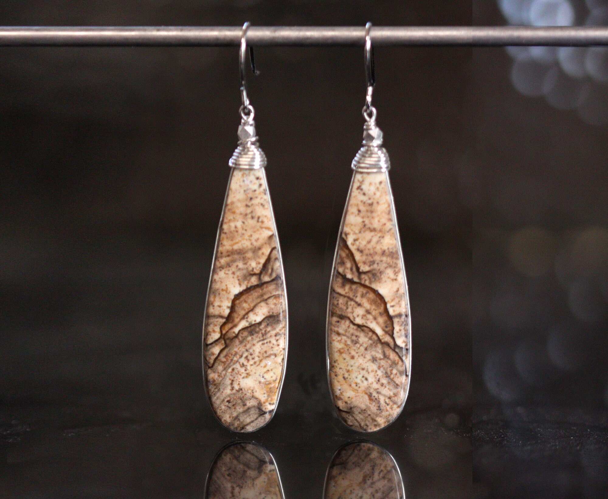 Picture Jasper Earrings Jewelry Etsy UK