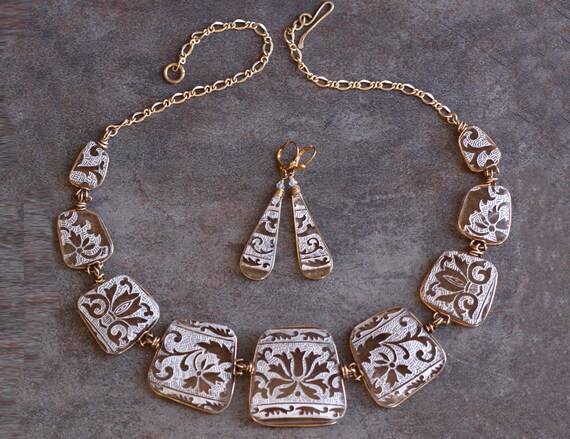 Etched on sale glass necklace