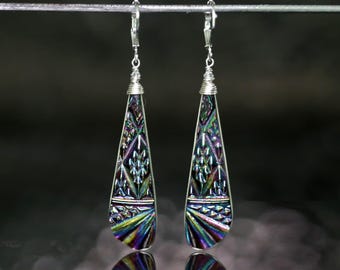Carnival Glass Earrings Jewelry Depression Era Fenton Pagoda Deco