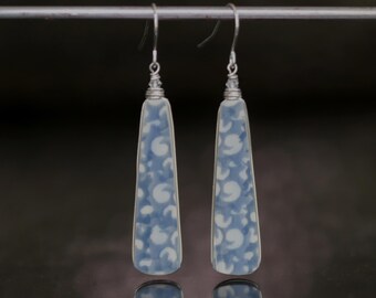 Polish Pottery Earrings Jewelry Blue Swirl