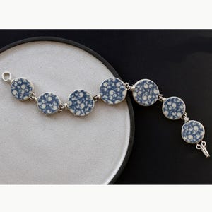 Polish Pottery Bracelet Jewelry Blue Swirl