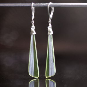 Uranium Vaseline Etched Glass Earrings Art Deco