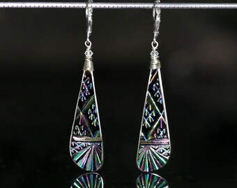 Carnival Glass Earrings Jewelry Fenton Pagoda Deco