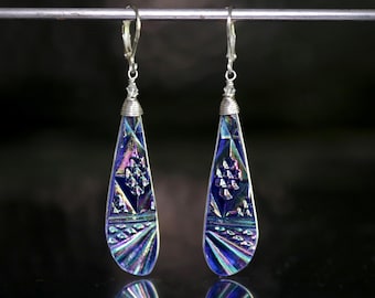 Carnival Glass Earrings Jewelry Fenton Pagoda Deco