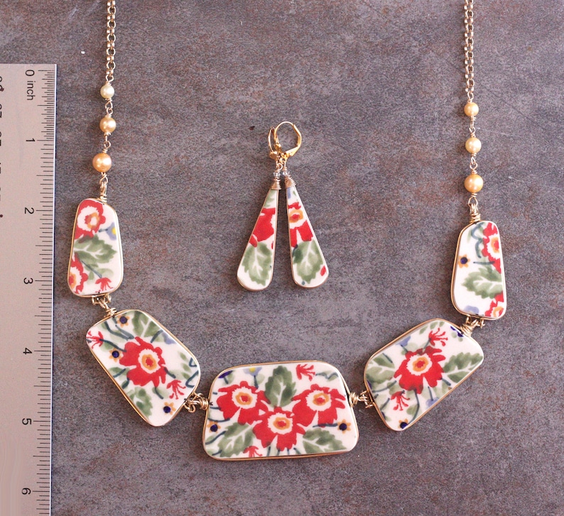 Polish Pottery Necklace Earrings Jewelry Set Lidia Etsy