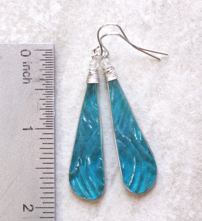 Turquoise Teal Pressed Glass Earrings Jewelry Vintage