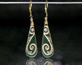 Uranium Vaseline Glass Elegant Earrings Jewelry Liberty Works Nouveau