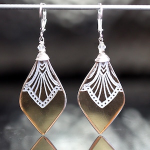 Cambridge Florentine Glass Earrings Jewelry Honey Color Art Deco