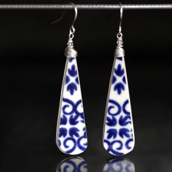 Polish Pottery Earrings Jewelry Blue Persia
