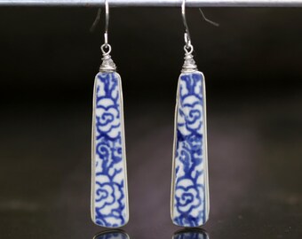 Polish Pottery Earrings Jewelry Blue Rose