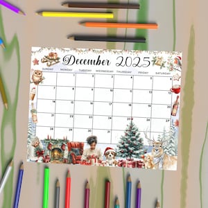 Editable December 2025 Calendar Cozy Winter Calendar Planner Holiday Home Monthly Hot Cocoa Decor School Classroom Kids Canva Design