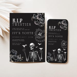 Ma mort dans la vingtaine, invitation modifiable pour les funérailles de ma jeunesse 30e anniversaire numérique modèle RIP pour fête d'anniversaire gothique avec téléchargement immédiat