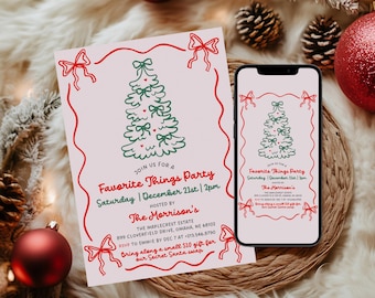 Favoriete dingen uitnodiging voor feest Uitnodiging kerstfeest Roze kerstuitnodiging Uitnodiging voor feestfeestje Roze favoriete dingen vakantie-uitnodiging