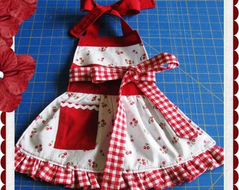 Children's Apron with ruffle sewing tutorial PDF pattern for girls INSTANT DOWNLOAD