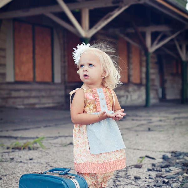 Girl's Picnic Apron Dress or Top clothes sewing tutorial PDF pattern for children babies toddlers INSTANT DOWNLOAD