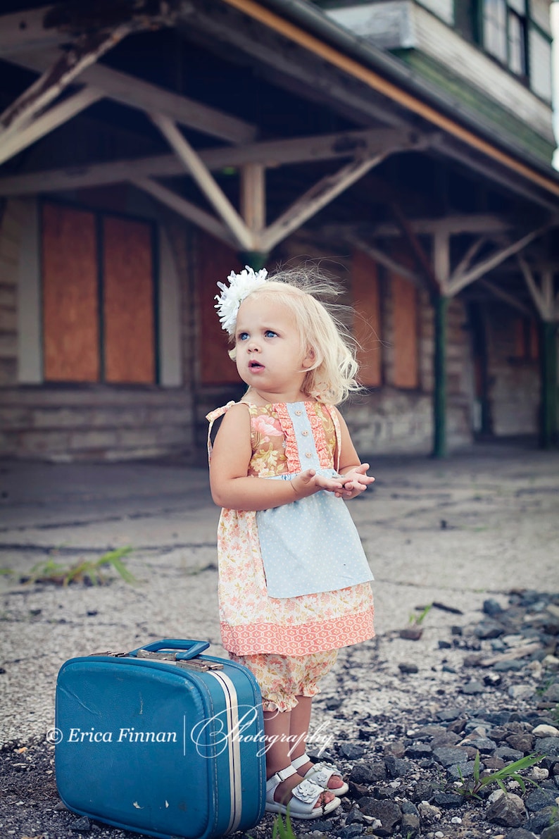 Girl's Picnic Apron Dress or Top clothes sewing tutorial PDF pattern for children babies toddlers INSTANT DOWNLOAD image 1