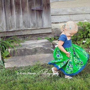 Children&#39;s clothing sewing pattern PDF tutorial Patchwork Milkmaid lace up dress for girls and babies INSTANT DOWNLOAD