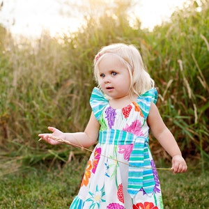 Children&#39;s clothing sewing tutorial PDF pattern Ruffle Sleeve girl&#39;s dress by Tenderfeet Stitches INSTANT DOWNLOAD