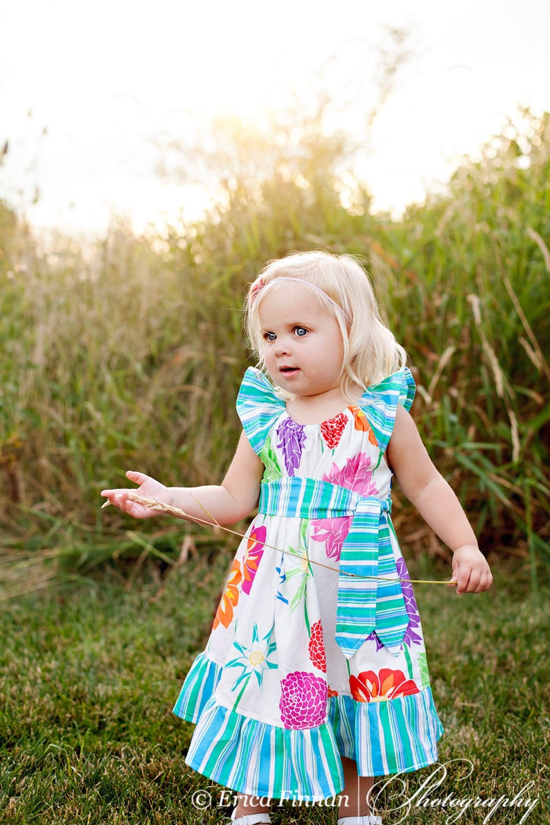 Children's clothing sewing tutorial PDF pattern Ruffle Sleeve girl's dress by Tenderfeet Stitches INSTANT DOWNLOAD image 1