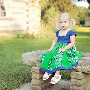 Kid's clothing sewing pattern PDF tutorial Patchwork Milkmaid lace up child's dress for girls and babies INSTANT DOWNLOAD