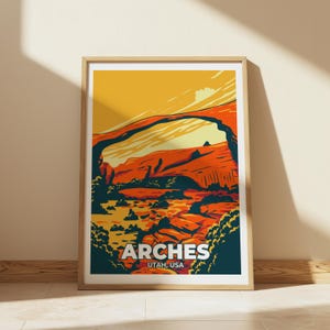 Arches National Park Print Utah Landscape Wall Art Red Rock Desert Decor National Park Poster Hiking Gift