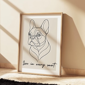 Funny French Bulldog Line Art Print: Modern Pet Lover Gift