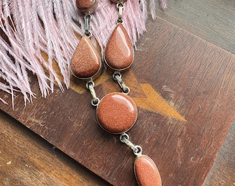 Goldstone Statement Necklace