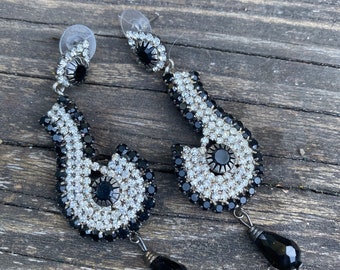 Fabulous Black and White Costume Earrings