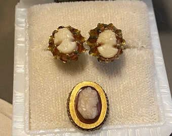 Interesting Cameo screw post Earrings