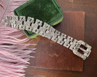 Vintage Rhinestone Buckle Bracelet